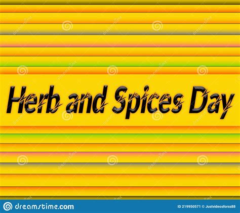 June Herb And Spices Day Black Text Effect On Yellow Background Stock