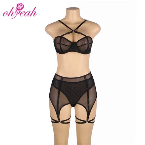 Dropshipping New Style Crotchless Garter Bra And Panties Sexy Lingerie