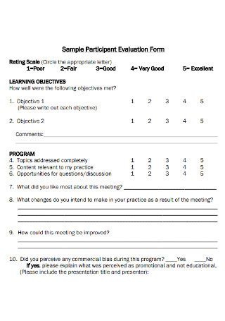 A Presentation Rating Form Example