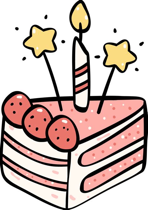 Cute Birthday Cake Outline Doodle Cartoon Illustration 27205740 Png