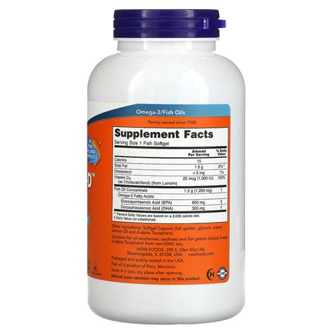 NOW Foods Ultra Omega 3 D 600 حمض الإيكوسابنتاينويك 300 حمض