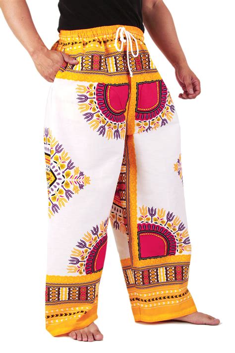 White And Yellow African Dashiki Pants Dashikikiss