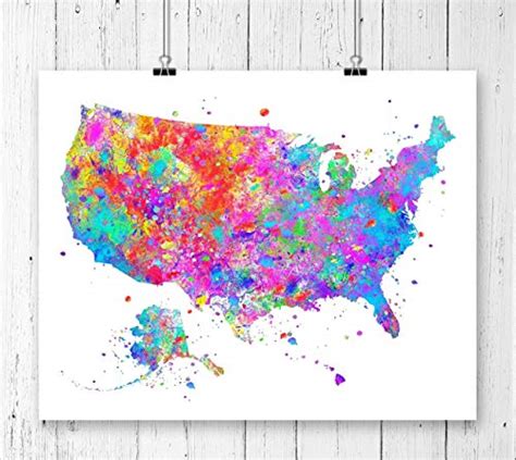 Amazon United States Map Art Print Poster Wall Art Contemporary