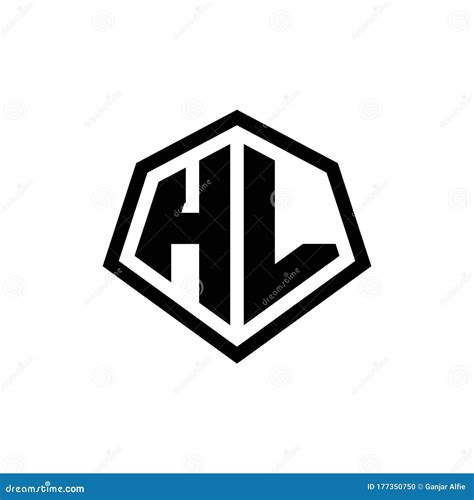 HL Monogram Logo With Hexagon Shape And Line Rounded Style Design