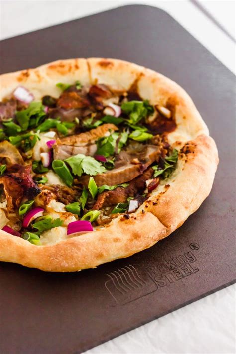 Peking Duck Pizza With Caramelized Onions And Hoisin Sauce Sift And Simmer