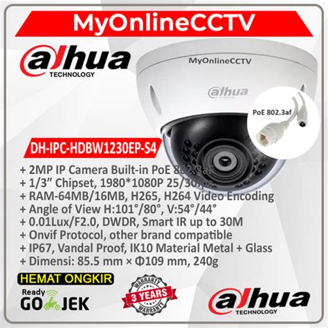 Jual DH IPC HDBW1230EP S4 Dahua IP Camera CCTV Indoor 2MP Dome Vandal