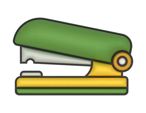 3d green and yellow stapler icon on a transparent background 27244250 PNG