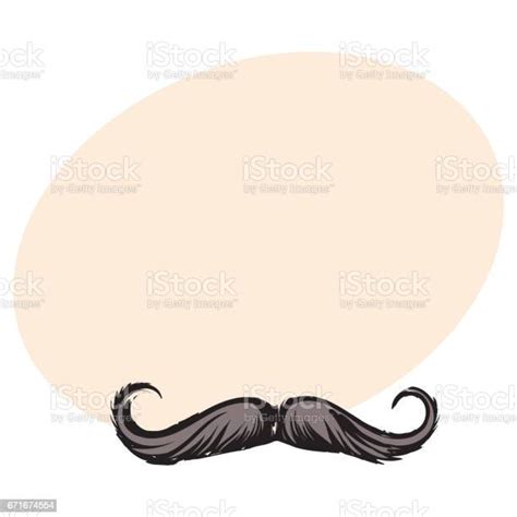 Human Hipster Curled Up Mustache Decoration Element Sketch Vector