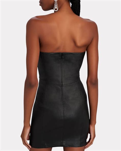 Sprwmn Strapless Leather Dress In Black Intermix®