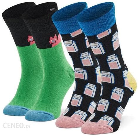 Happy Socks Zestaw 2 par wysokich skarpet dziecięcych KCAT02 9300