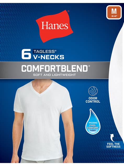 Hanes White Comfortblend V Neck T Shirts For Big And Tall Men 6 Pack