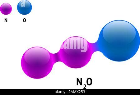 Modelo molecular de la molécula de óxido nitroso N2O Ilustración de