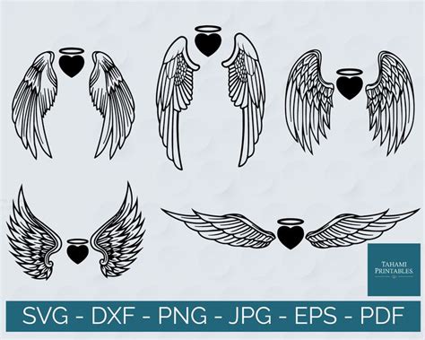 Wings And Hearts Svg Dxf Files