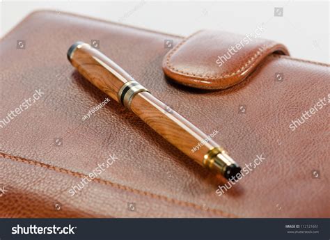 Pen And Leather Notebook Detail Stock Photo 112121651 : Shutterstock