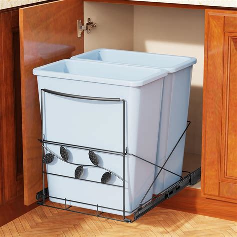 Insputer Double Pull Out Trash Can Under Cabinet 35Qt Under Sink