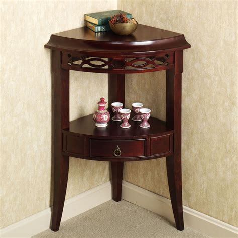 Small Corner Table With Storage : This antique table of wood features a ...