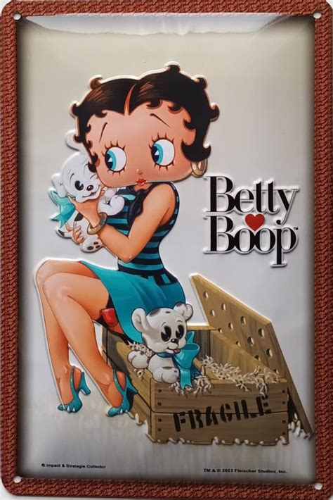 Plaque Métal Vintage Betty Boop And Pudgy Plaque Métal Vintage Betty Boop