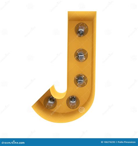 Letter J Light Sign Yellow Vintage 3d Rendering Stock Illustration