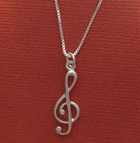 Sterling Silver Treble Clef Necklace Music Note Necklace Etsy