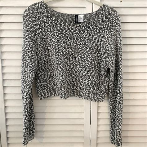 H M Sweaters Hm Black White Cropped Sweater Poshmark