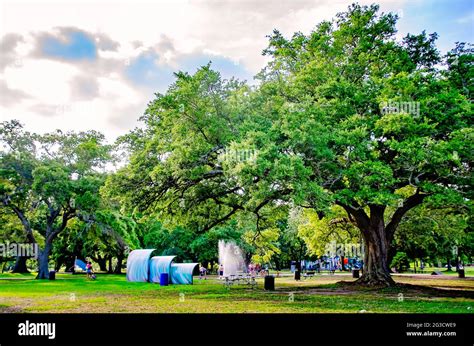 People Enjoy Beach Park June 12 2021 In Pascagoula Mississippi The