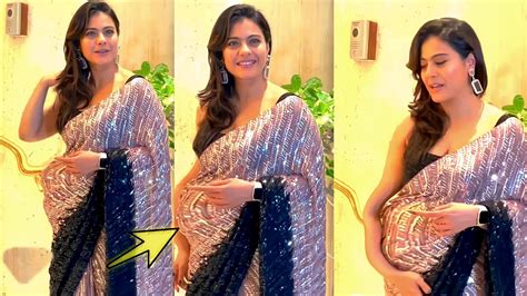 Pregnant Kajol Looking Dam Hot In Saaree At Manish Malhotra Diwali Party 2022 Gorgeous Lady