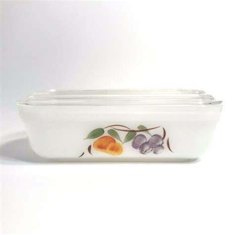 Fire King Gay Fad Fruits Rectangle Refrigerator Dish Vintage Oven Ware