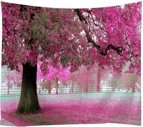 Roze Bomen Wandkleed Natuur Bos 200x150cm