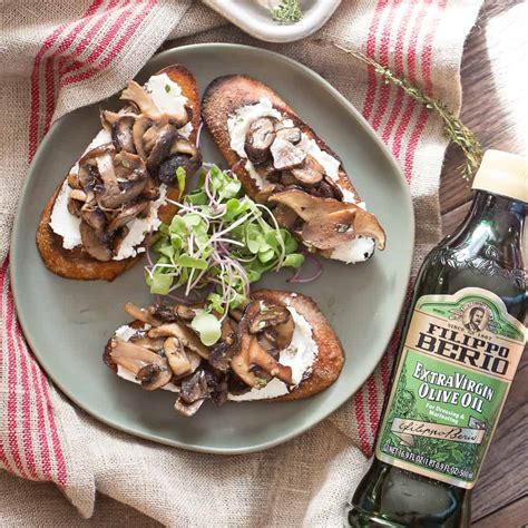 Mushroom Toast With Goat Cheese Basil And Bubbly