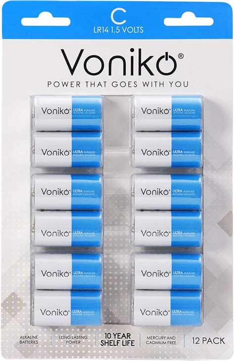 Voniko Ultra Alkaline C Batteries C Size Lr Batteries Pack