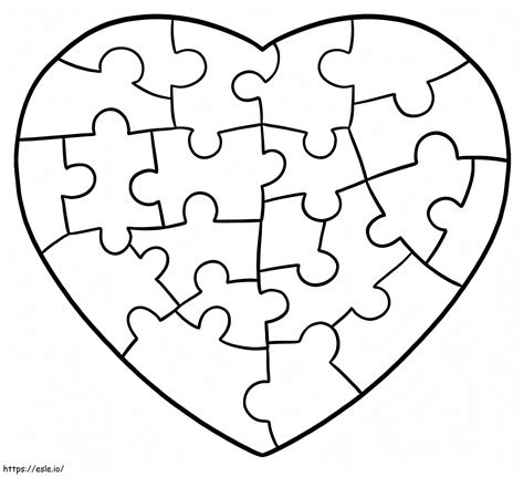 Jigsaw Puzzle Heart Coloring Page