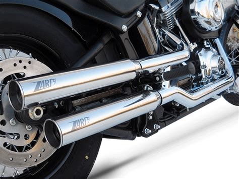 Zard Overlapped Polished Racing Silencers For Harley Softail Black Line