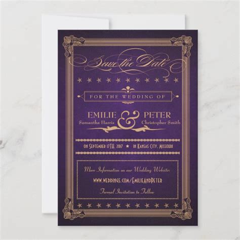 Vintage Poster Purple & Gold Save the Date | Zazzle.com