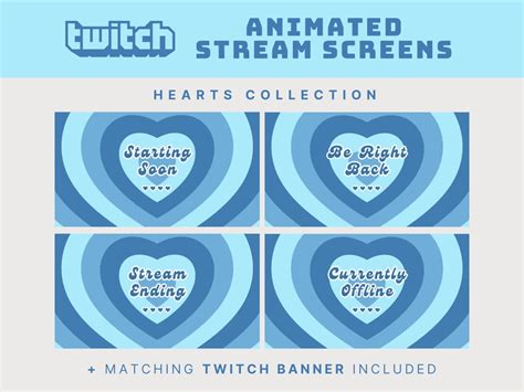 Blue Twitch Overlay Retro Twitch Banner Blue Valentines Twitch Overlay ...