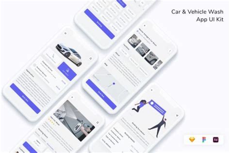 Car Vehicle Wash App Ui Kit Graphic By Betush Creative Fabrica