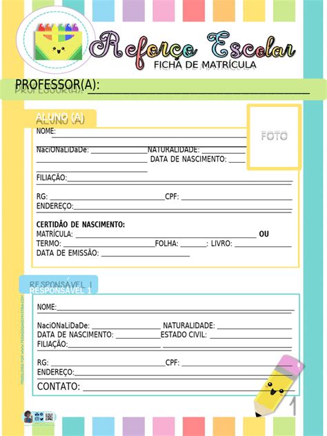 Ficha de Matrícula Escolar para Reforço | PDF