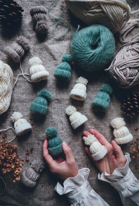 Winter DIY Mini Yarn Hat Ornaments