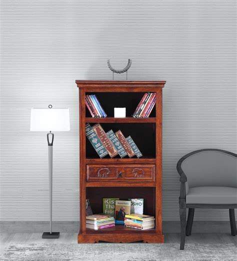 Buy Airavana Sheesham Wood Book Shelf In Honey Oak Finish By Mudramark