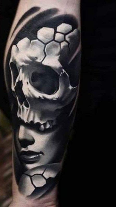 Black and Grey Skull Tattoo Design