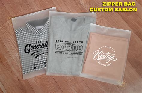 Zipper Bag Custom Sablon 1 Warna Plastic Doff Packaging Baju Clothing