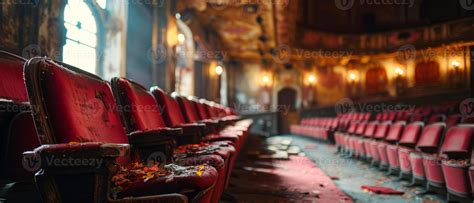 Ai Generated Decayed And Tattered Pink Seats In An Abandoned Theater