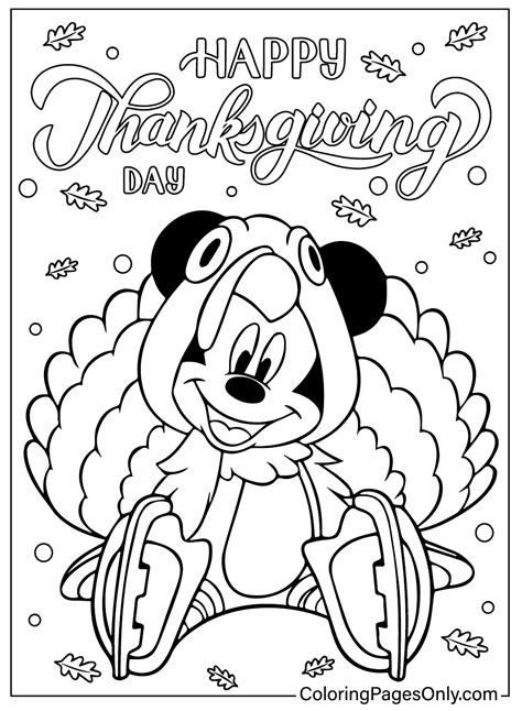 Mickey Disney Thanksgiving Coloring Page - Free Printable Coloring Pages