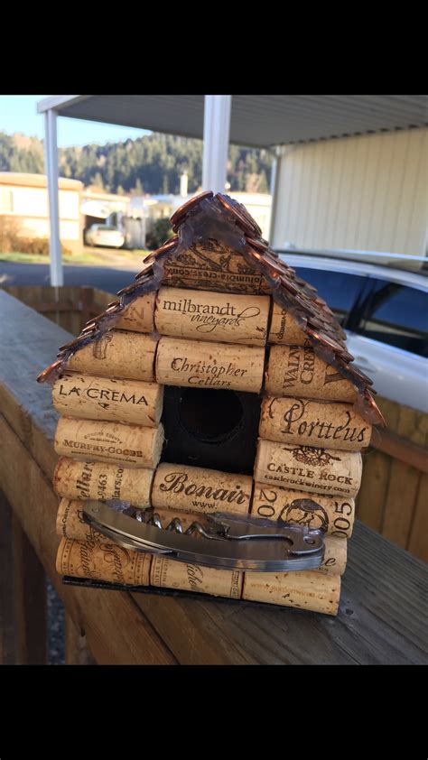 Wine Cork Bird House Penny Roof Wine Cork Birdhouse Cork Crafts