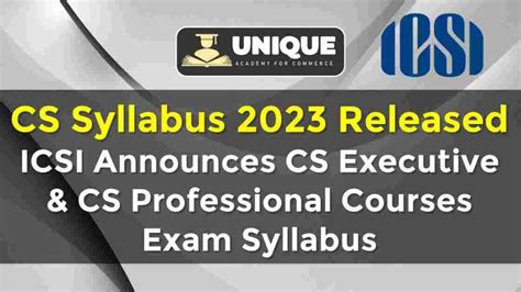 CS Professional New Syllabus Subjects Exam Pattern Unique Academy