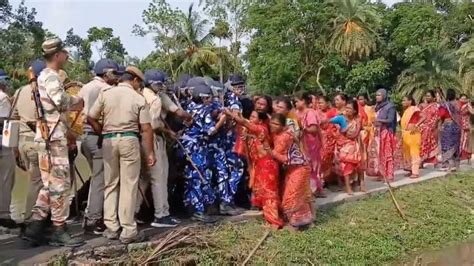 Violence Erupts In Sandeshkhali Again Women Scuffle With Police