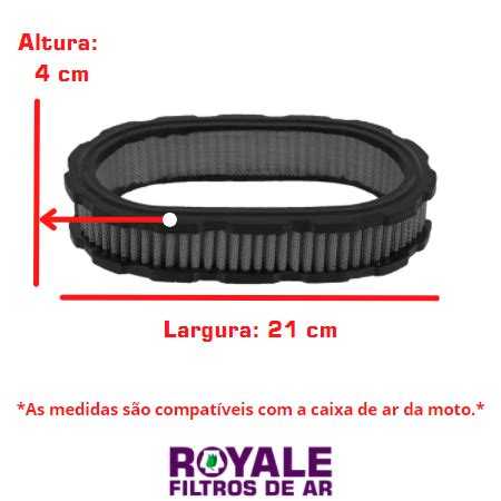 Filtro de Ar Esportivo Lavável Royale Elemento Oval Refil para Marmita