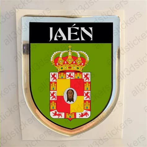 PEGATINA JAÉN ESPAÑA Escudo de armas 3D Relieve Pegatinas Bandera