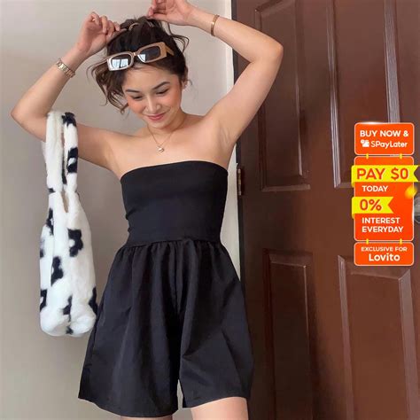 Lovito Woman Contrast Ruched Jumpsuit L15X076 Shopee Philippines