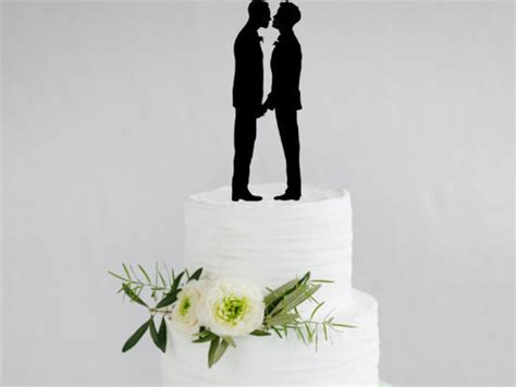 Gay Wedding Cake Topper Same Sex Cake Topper Silhouette Etsy