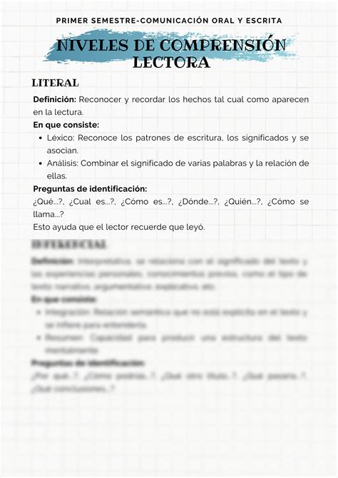 Solution Niveles De Comprensi N Lectora Uabc Comunicaci N Studypool